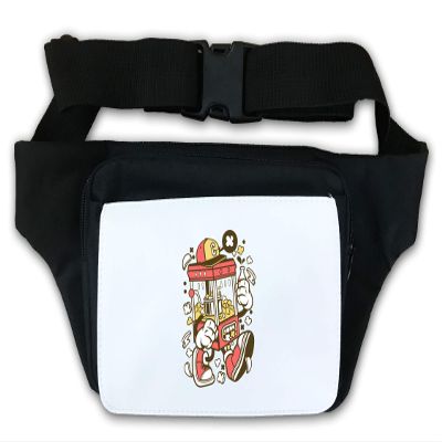 Cartoon Style Pop Corn Machine and Cola Drink Waist Bag
