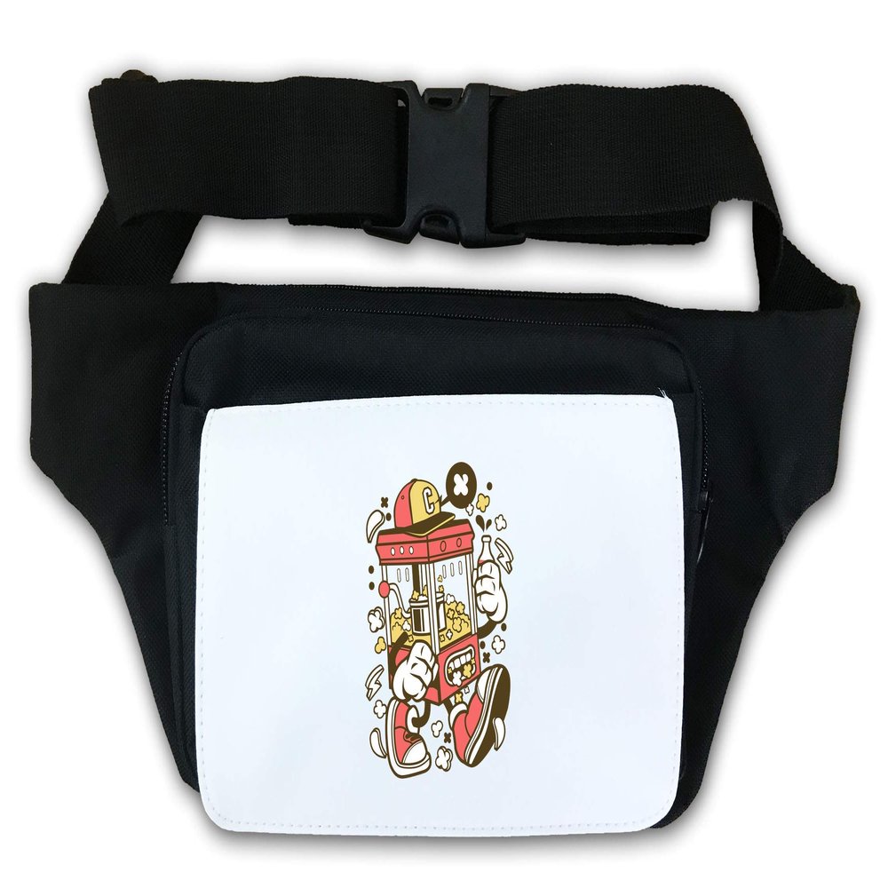 Cartoon Style Pop Corn Machine and Cola Drink Waist Bag