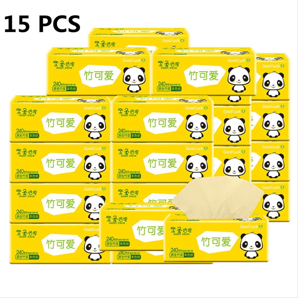 asdf 15-Pack Toilet Paper Pump, Bamboo Pulp Natural Color Paper Napkins, 4-layer Toilet Paper, Disposable Toilet Paper For Household Use, Baby And Pregnant Woman Friendly