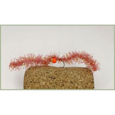 6 pack of Hot Head Orange Chewing Gum Worm Fishing Flies. Size 10