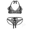 Barely Bare Peek A Boo Bralette Set Black One Size view 2