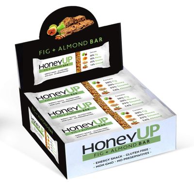 HoneyUp Fig & Almond bar, Display Box 12 bars x 40g (Total: 480g)