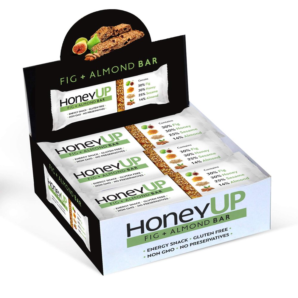 HoneyUp Fig & Almond bar, Display Box 12 bars x 40g (Total: 480g)