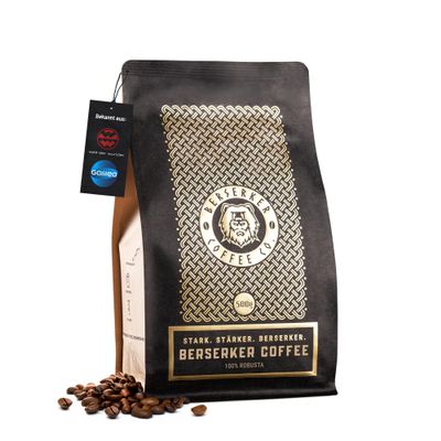 BERSERKER COFFEE coffee beans extra strong | 237 mg caffeine on 100ml coffee | Chocolate Coffee Espresso Beans 500g | Premium Robusta whole beans without additives | bean coffee full automatic