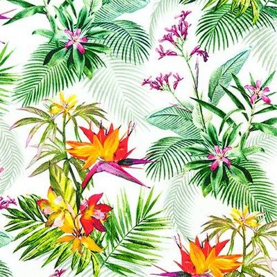 20 Napkins Tropical Beauty Patterned as Table Decoration with Leaves and Plants 33 x 33 cm