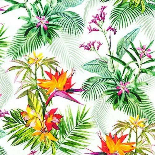20 Napkins Tropical Beauty Patterned as Table Decoration with Leaves and Plants 33 x 33 cm