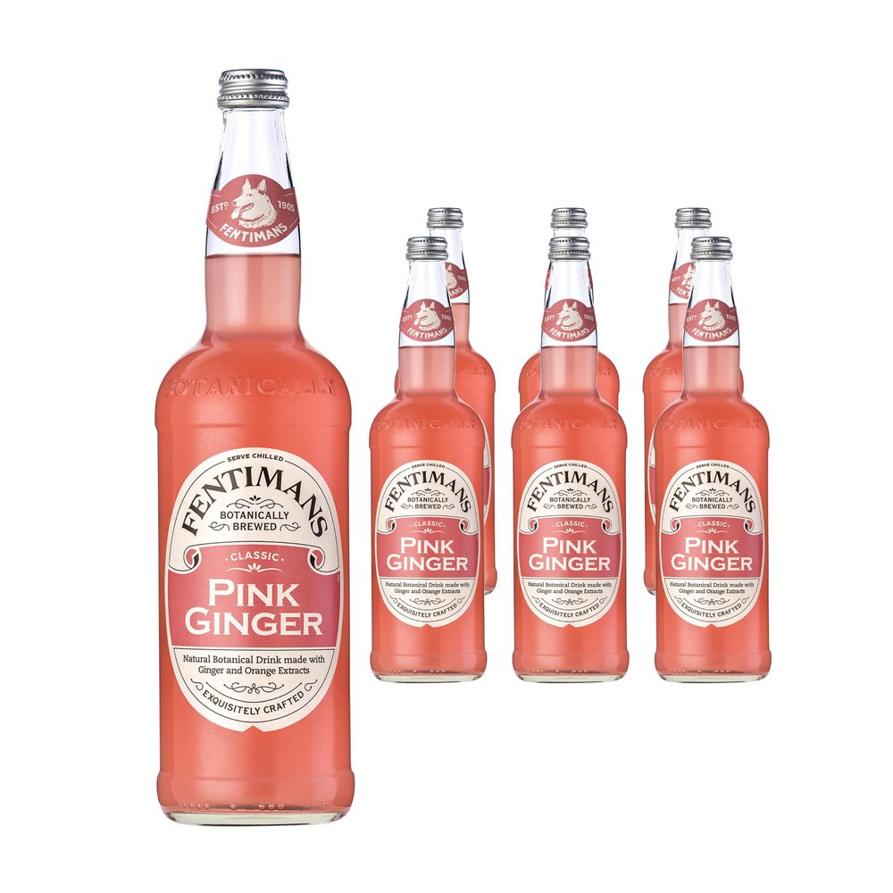 Fentimans Pink Ginger Beer - Botanically Brewed Soft Drink - Exquisitely Crafted & Refreshing Soft Drinks - Gluten-Free and Vegan Friendly Soft Drinks - 6 x 750ml Bottles