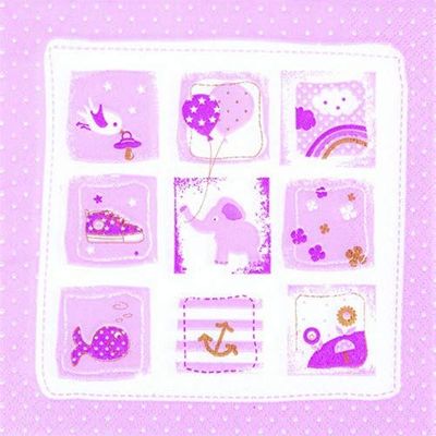 20 Napkins Baby Moments Pink as Table Decoration for Birth and Christening for Girls 33 x 33 cm