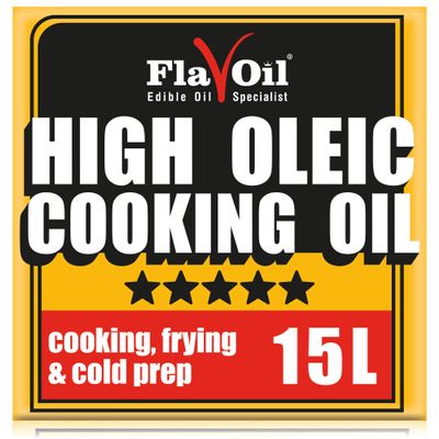 FlavOil High Oleic Cooking Oil 15 Litres - Healthy High-Performance Plant-Based Oil for Roasting, Frying, Baking, Dressing - Rich in Omega-9 & Vitamins - Sustainable High Oleic Sunflower Seeds