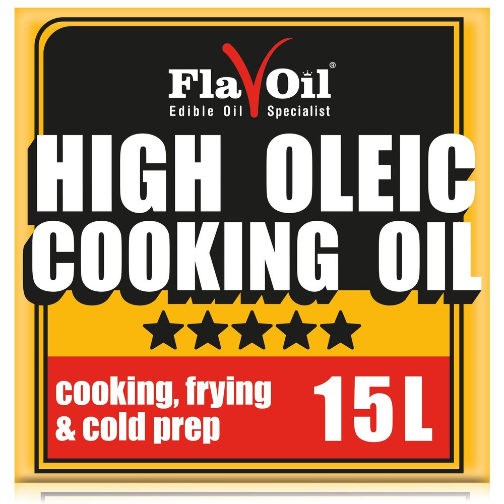 FlavOil High Oleic Cooking Oil 15 Litres - Healthy High-Performance Plant-Based Oil for Roasting, Frying, Baking, Dressing - Rich in Omega-9 & Vitamins - Sustainable High Oleic Sunflower Seeds