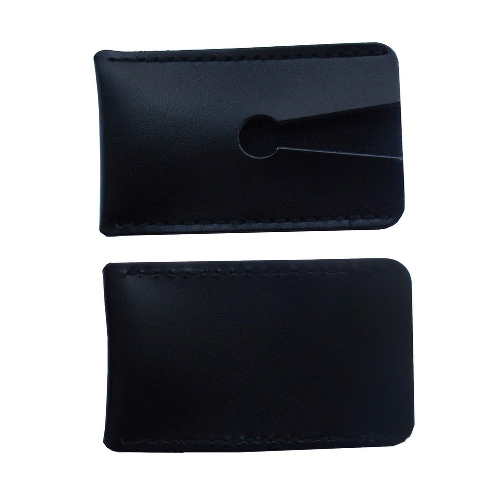 2 Pieces Lightweight Leather Double Edge Razor Head Sleeve Protective Case to Fit Most Safety Razor Heads Great for Traveling Professional Barbers (Black)