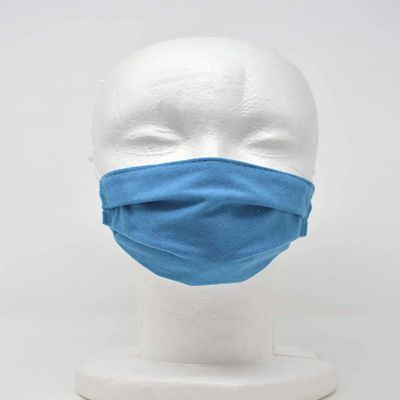 Blue - Faux Suede Protective Double Lining Breathable Dust Face Guard Mask- UK Made