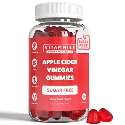 Vitammies Vegan Apple Cider Vinegar Gummies Natural Fruit Flavour & Daily Vitamin C, B12 & B9 Gelatine-Free, Non-GMO, Gluten & Sugar-Free & Vegan Apple Cider Gummies 60 Count Gummy Vitamins
