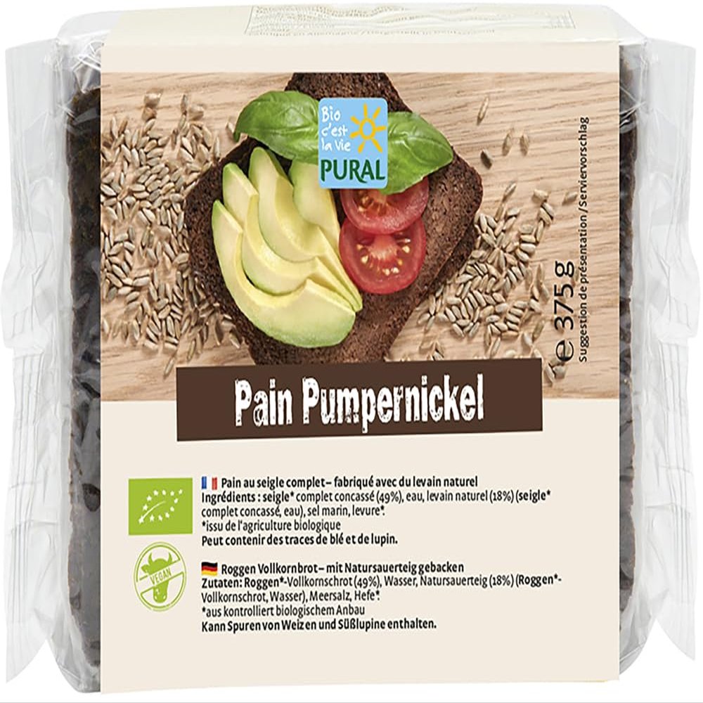 Pural Organic Pumpernickel Cut Bread (2 x 375 g)