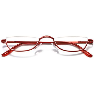 VEVESMUNDO Half Moon Reading Glasses Metal Spring Hinges Metal Semi Half Lens Frame Readers for Men Women
