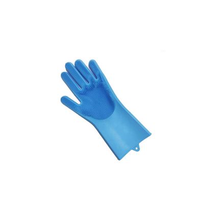 1PCS Dishwashing Gloves Food Grade magic rubber silicone dish washing gloves Kitchen Scrubber Dishes cleaning Wash gloves,Blue left