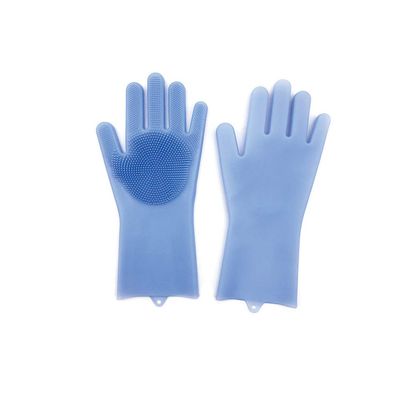 1Pair Gloves Kitchen Silicone Cleaning Gloves Magic Silicone Dish Washing Glove for Household Scrubber Rubber Kitchen Clean Tool,blue