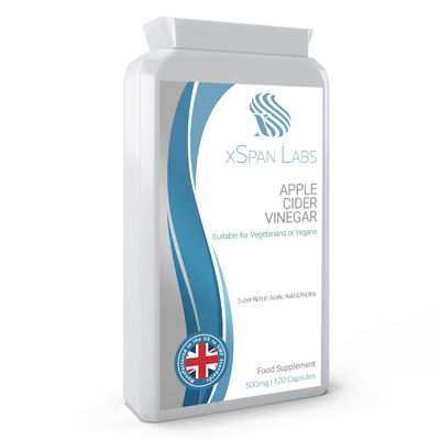 Apple Cider Vinegar 500mg 120 Capsules Premium Quality ACV Supplement Rich in Acetic Acid and Pectins No GMOs, UK Manufactured to GMP Code of Practice