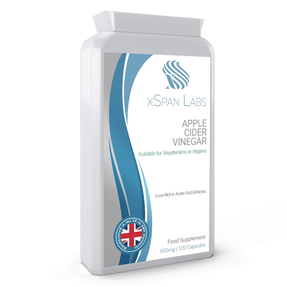 Apple Cider Vinegar 500mg 120 Capsules Premium Quality ACV Supplement Rich in Acetic Acid and Pectins No GMOs, UK Manufactured to GMP Code of Practice