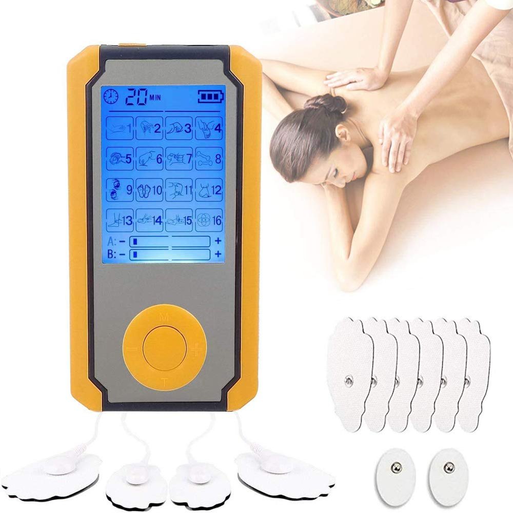 16 Modes EMS Tens Machine Muscle Stimulator Rechargeable Digital Therapy Full Body Acupuncture Massage Pain Rehabilitation Back Shoulder Leg Muscle Pain Relief-02#