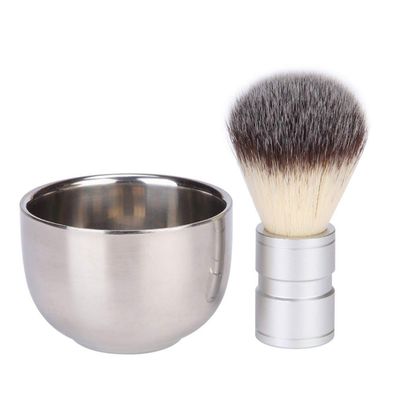 Beaupretty 2pcs Beard Cleaning Brush for Men Nylon Beard Brush and Metal Mixing Bowl at Home