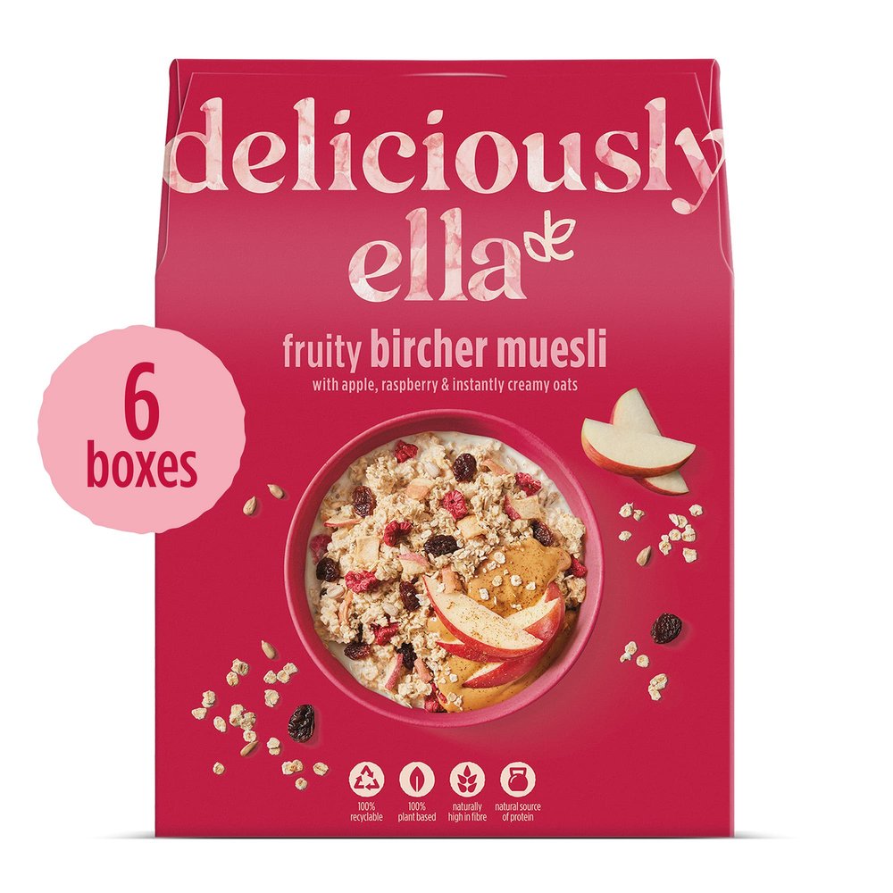 Deliciously Ella - Fruity Bircher Muesli, Gluten-Free, Vegan Friendly, Healthy Breakfast, 500g (6 Boxes)