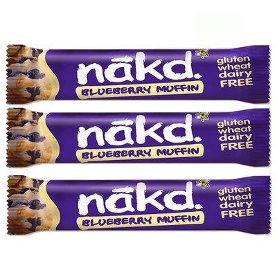 Naked Health Bars Pack of 9 Raw Fruit Nut Bar Vegan No Added Sugar (Bluberry Muffin)