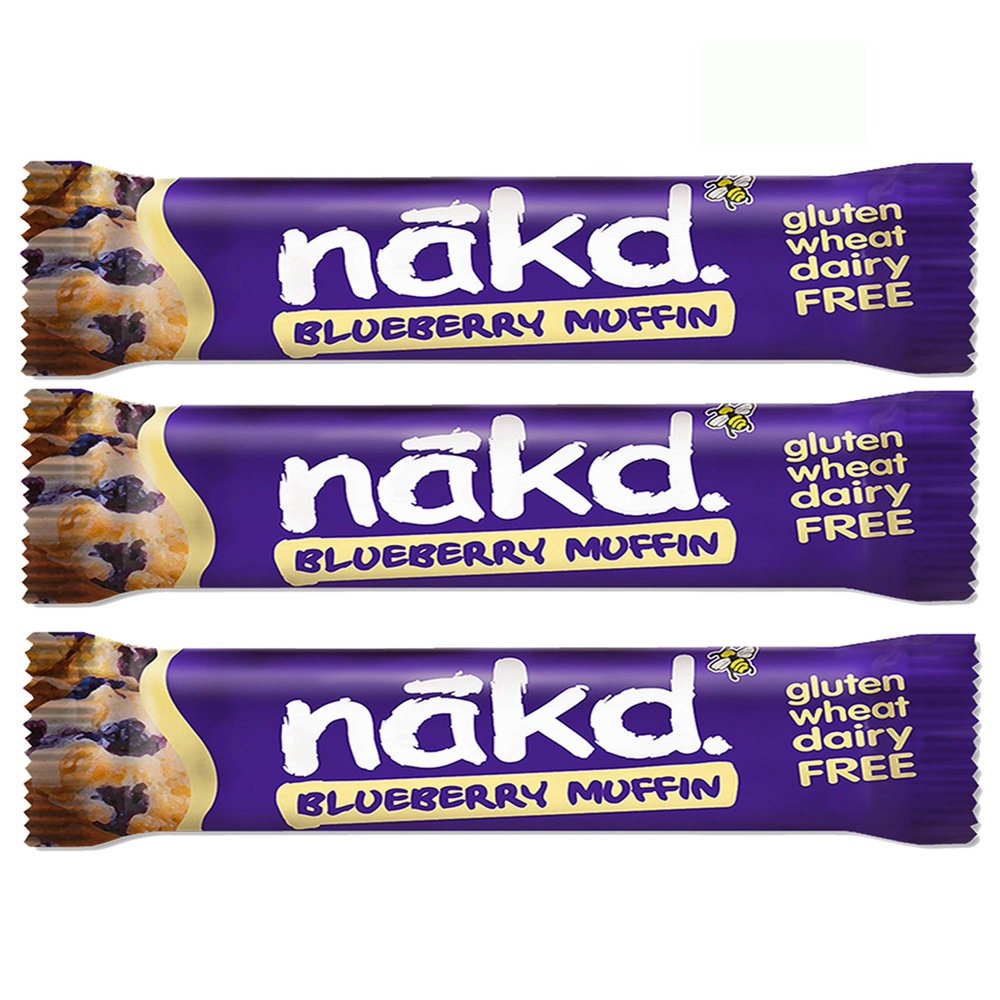 Naked Health Bars Pack of 9 Raw Fruit Nut Bar Vegan No Added Sugar (Bluberry Muffin)