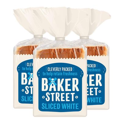 3 x 14 Slices Medium Sliced White Toast Bread Bakery Breakfast Sandwich Loaf