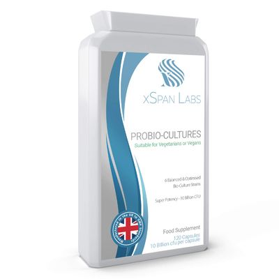 ProBio-Cultures 120 Capsules - High Strength 10 Billion Live CFU Multi-Strain Bio-Cultures + PreBio FOS Formula - Latest DRCaps Encapsulation to Protect from gastric acids