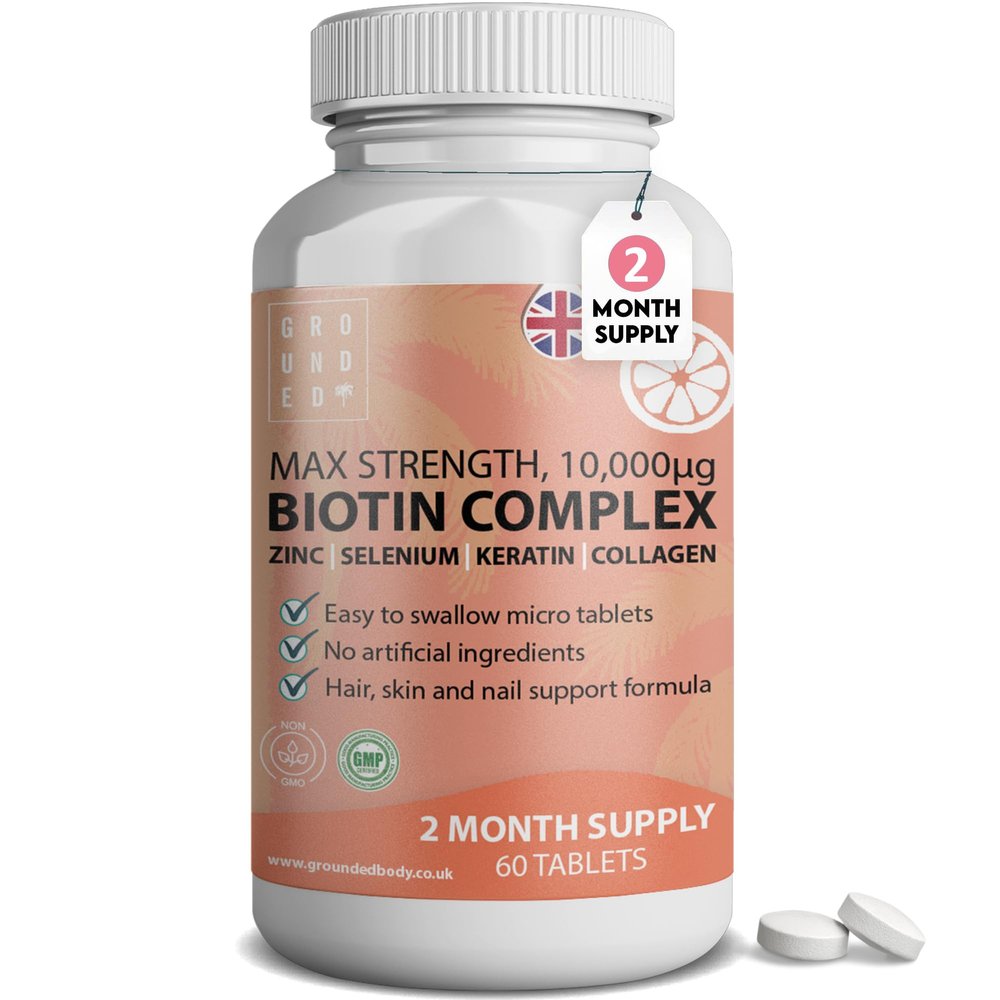 Hair Growth Biotin Complex 10,000mcg with Marine Collagen, Selenium, Keratin & Zinc | x60 Tablets | Hair Growth, Thickness, Strength & Volume | Men & Women Hair Support Supplement