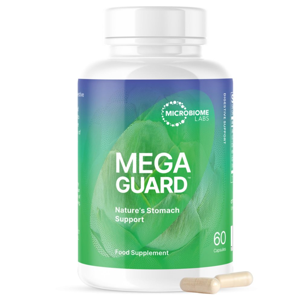 Microbiome Labs MegaGuard - Gut Health Supplement for Occasional Bloating Relief and Digestive Support, Soothing & Cleanse with Licorice GutGard, Artichoke Leaf & Ginger Extract (60 Vegan Capsules)