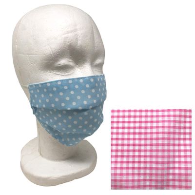 Anti Dust Mask Face Mouth Mask, 2Pcs Fashion Breathable Reuseable Washable - Pink Check
