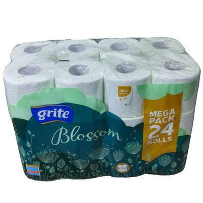 144 Rolls of Toilet Paper 3 Ply 150 Sheets White, Pack 24x6