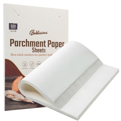 220 Pcs 9x13 in(23x33cm) Parchment Paper Sheets, Baklicious Pre-Cut Non-Stick Parchment Baking Paper for Air Fryer, Oven, Bakeware, Steaming, Cooking Bread, Cupcake, Meat, Cookies
