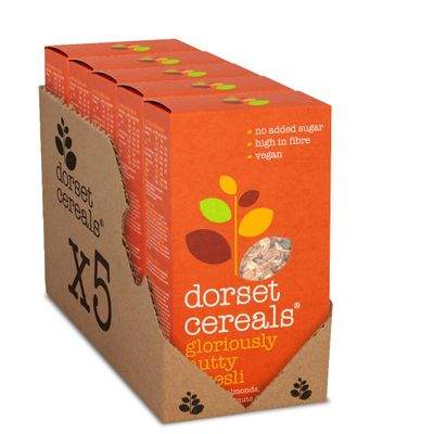 Dorset Cereals Gloriously Nutty Muesli - No Added Sugar Breakfast Cereal - Made with Almonds, Cashews, Hazelnuts and Brazil nuts - Vegan and Naturally High Fibre Cereal - 500g (Pack of 5 x 500g)