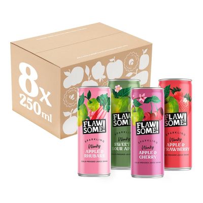 Flawsome! Lightly Sparkling Juice  No Added Sugar, 100% Cold-Pressed Wonky Fruit, Guilt-Free Fizzy Drink  Perfect for Refreshment or as a Mixer (8 x 250ml)
