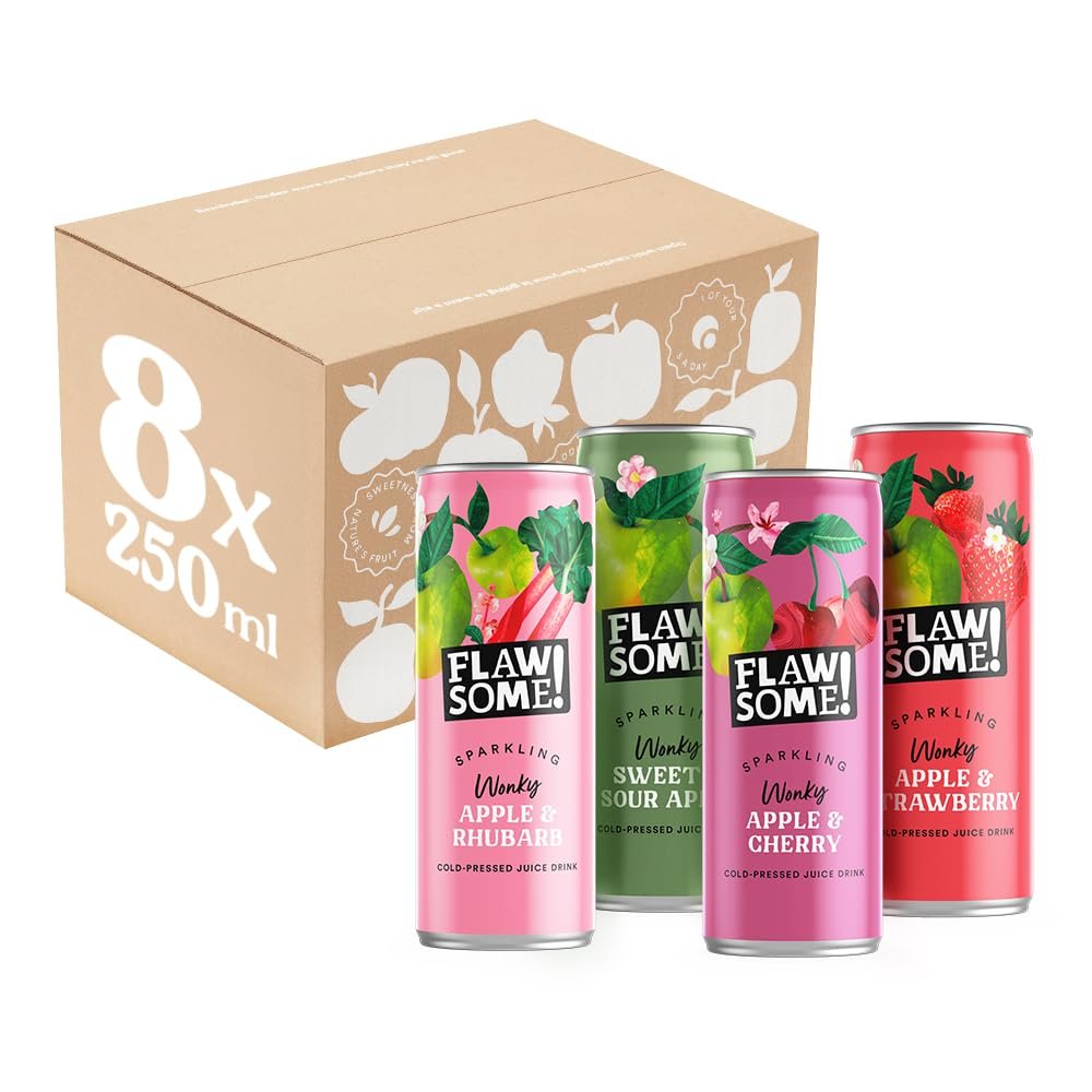 Flawsome! Lightly Sparkling Juice  No Added Sugar, 100% Cold-Pressed Wonky Fruit, Guilt-Free Fizzy Drink  Perfect for Refreshment or as a Mixer (8 x 250ml)