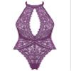 Amorbella One Piece Lingerie for Women Lace Teddy Snaps on Bodysuit(Purple,XXL) view 1