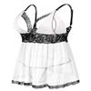 Donnalla Women Plus Size Lingerie Set Sexy Lace Babydoll Lingerie Dress Chemise Sleepwear with Thong, White, XL view 2