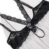 Donnalla Women Plus Size Lingerie Set Sexy Lace Babydoll Lingerie Dress Chemise Sleepwear with Thong, White, XL view 4