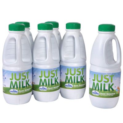 Candia Just Milk UHT Semi-Skimmed - Long Lasting (6 x 1L)