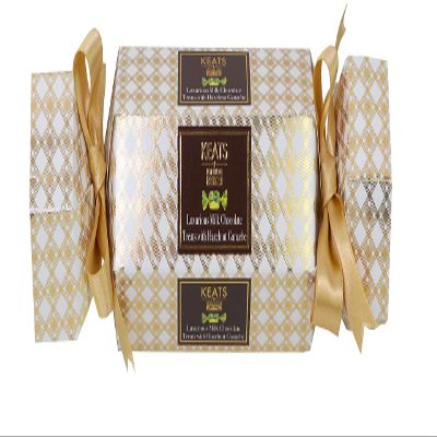 Keats Chocolatier Milk Chocolate Hazelnut Christmas Cracker Gift Ribbon 150gr