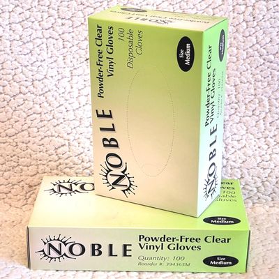 100 Pcs Noble Products Disposable Vinyl Gloves Latex Free Powder Free Clear Gloves for Cleaning Cooking Beauty Dishwashing Transparent (Medium)