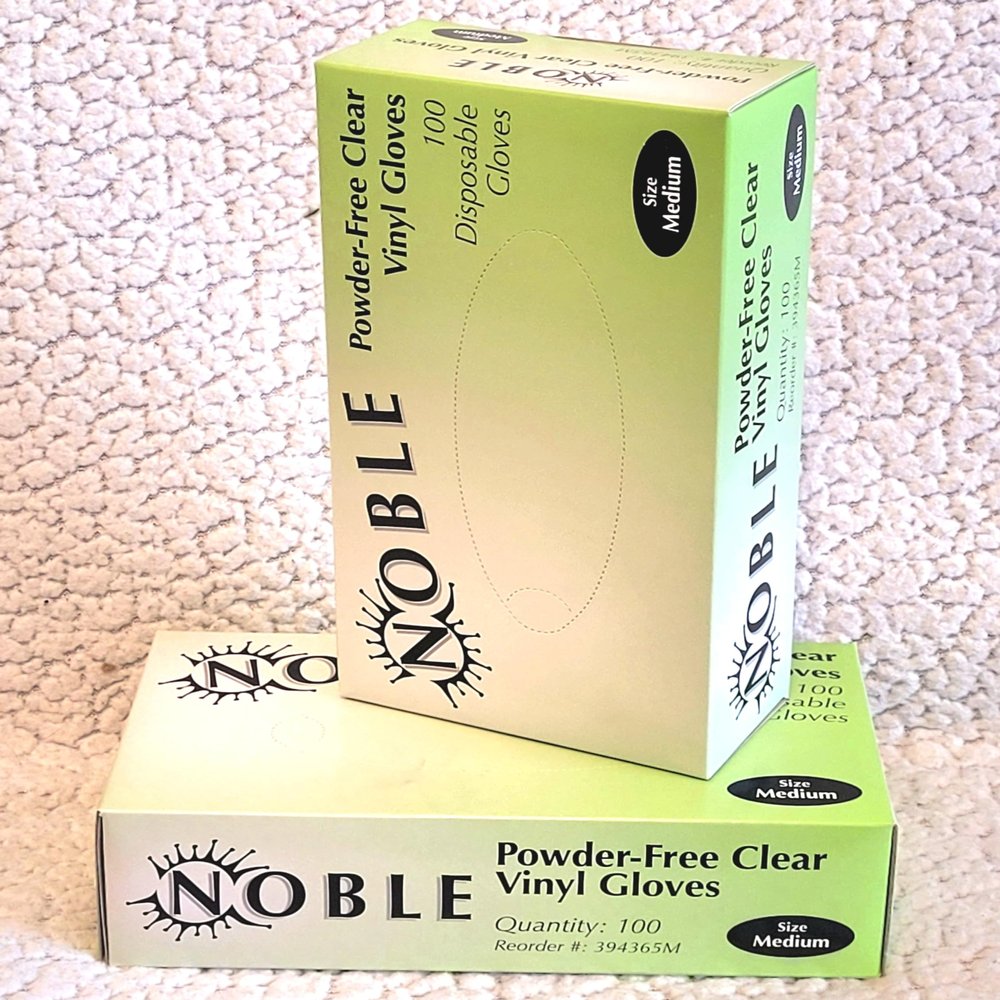 100 Pcs Noble Products Disposable Vinyl Gloves Latex Free Powder Free Clear Gloves for Cleaning Cooking Beauty Dishwashing Transparent (Medium)