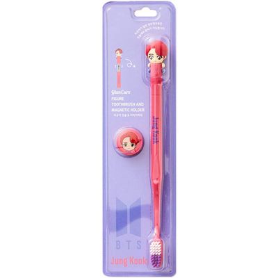 [BTS Official Merchandise] Fans Gift - K-Pop Idols Goods - BTS Character Figure Toothbrush with Convenient Magnetic Holder (Jung Kook)