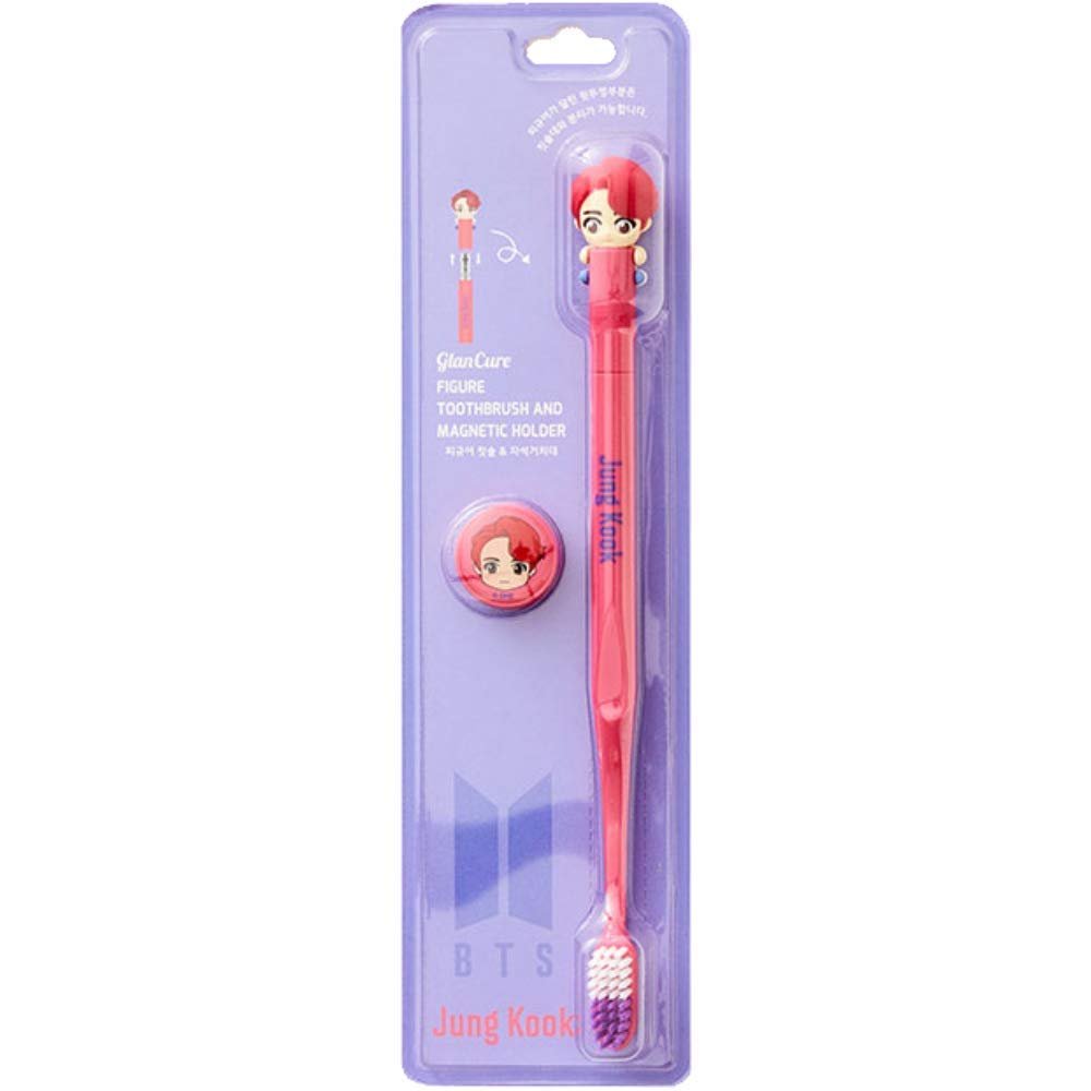 [BTS Official Merchandise] Fans Gift - K-Pop Idols Goods - BTS Character Figure Toothbrush with Convenient Magnetic Holder (Jung Kook)
