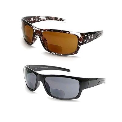 2 Pair Bifocal Sunglasses for Men and Women Sports UV Protection Reading Reader Sunglasses with 2 Pouches