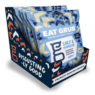 Crunchy Roasted Crickets - Salt & Vinegar 6 Pack (90g) - edible insects by Eat Grub