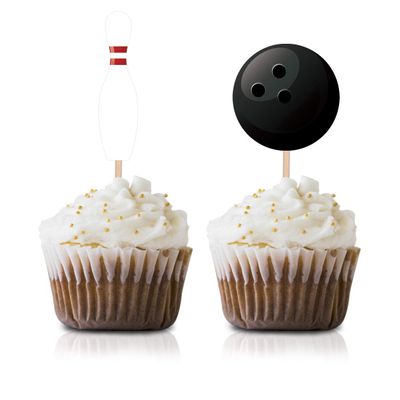 Bowling Cupcake Topper Picks, 24-Pack Baby Shower Or Birthday Party Decorations